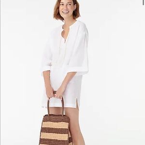 J.crew cotton-linen v-neck beach tunic. White. Small